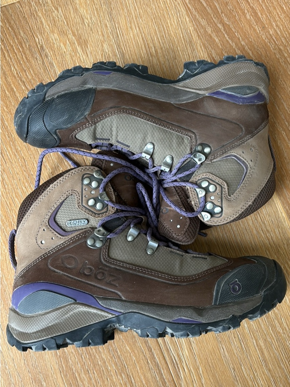 Oboz Women's Brown and Purple Lace-Up Hiking Boots